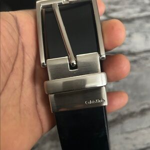 Calvin Klein Black Belt with Silver Buckle